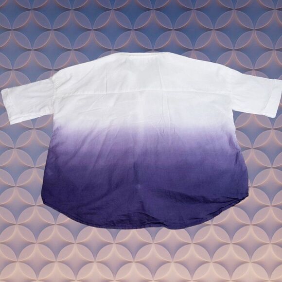 Tommy Hilfiger womens gradient white purple button tie waist shirt - Picture 3 of 4